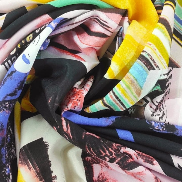 Crepe sintetico fantasia colori accesi Diffusione Tessuti Tessuto crepe sintetico fantasia colori accesi