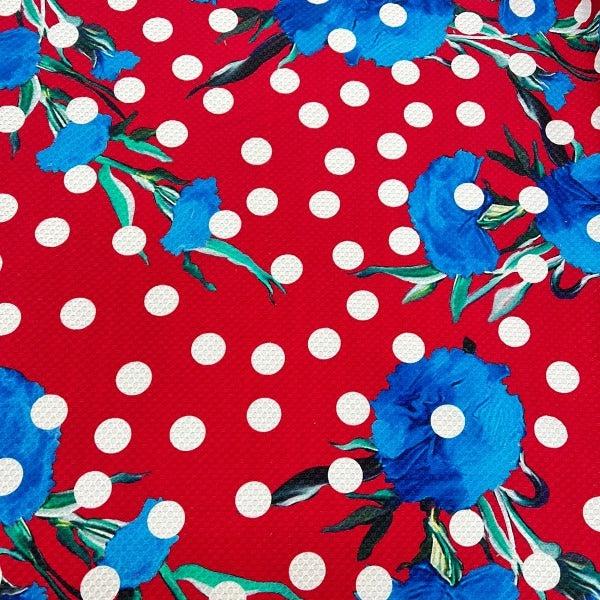 Cotone piquet 100% cotone fiori e pois Diffusione Tessuti Cotone piquet 100% cotone fiori