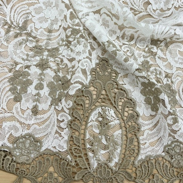 Tessuto sposa pizzo rebrode e pizzo macramé Diffusione Tessuti Tessuto sposa pizzo rebrode