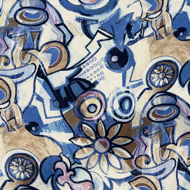 Viscosa Fantasia Astratta Multicolore toni freddi Diffusione Tessuti Viscosa Fantasia Astratta Multicolore toni freddi