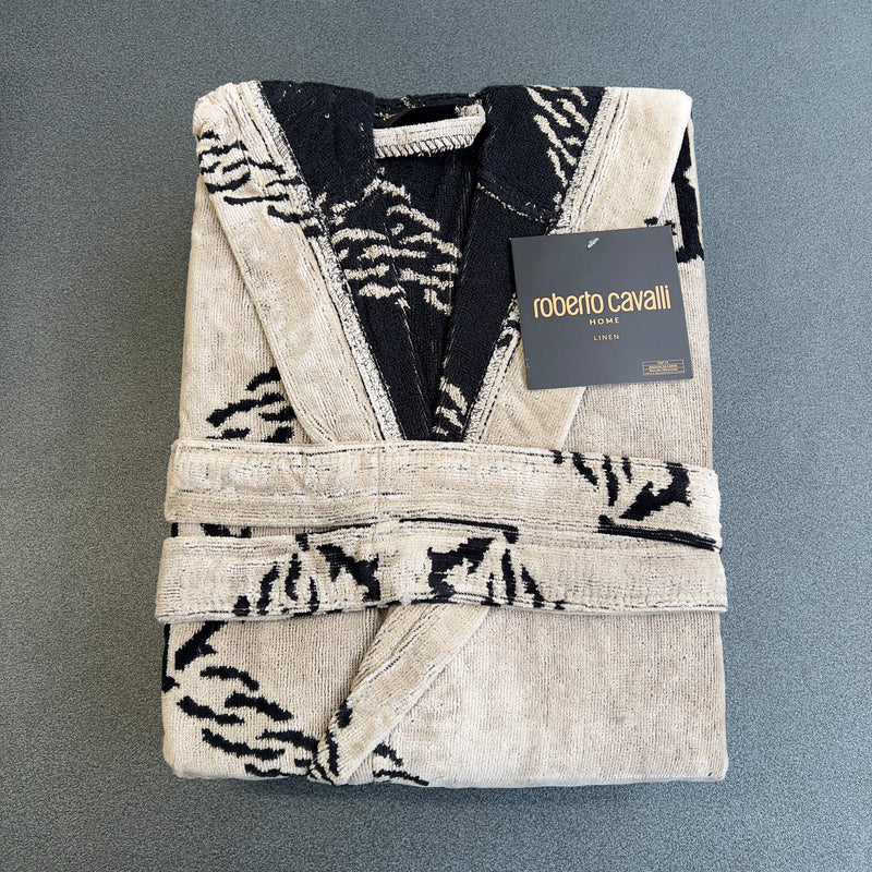 Accappatoio Roberto Cavalli in spugna stampa SPIDER con cappuccio