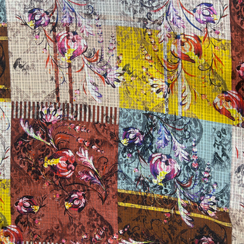 Devore fantasia floreale quadri 