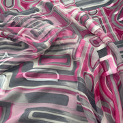 Seta Devore fantasia onde geometriche Diffusione Tessuti Tessuto seta Devore fantasia onde geometriche