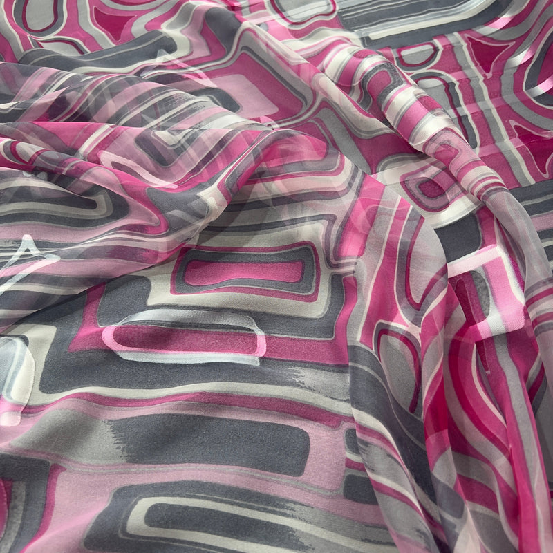 Seta Devore fantasia onde geometriche Diffusione Tessuti Tessuto seta Devore fantasia onde geometriche