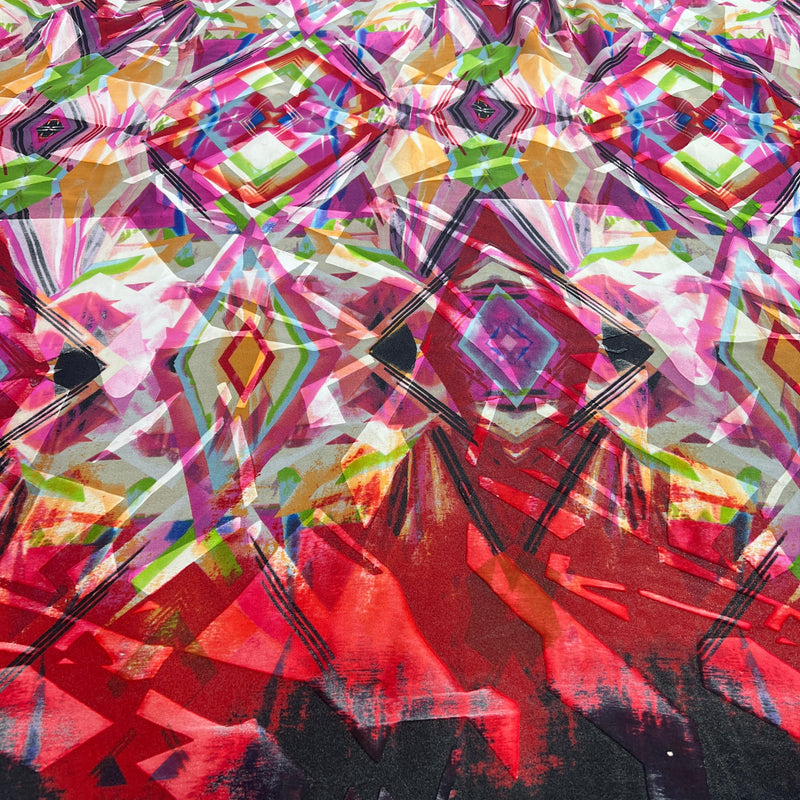 Seta Devoré Fantasia Geometrica Diffusione Tessuti Tessuto Seta Devoré Fantasia Geometrica