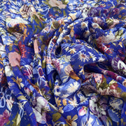 Seta Devoré Fantasia Floreale base Blu