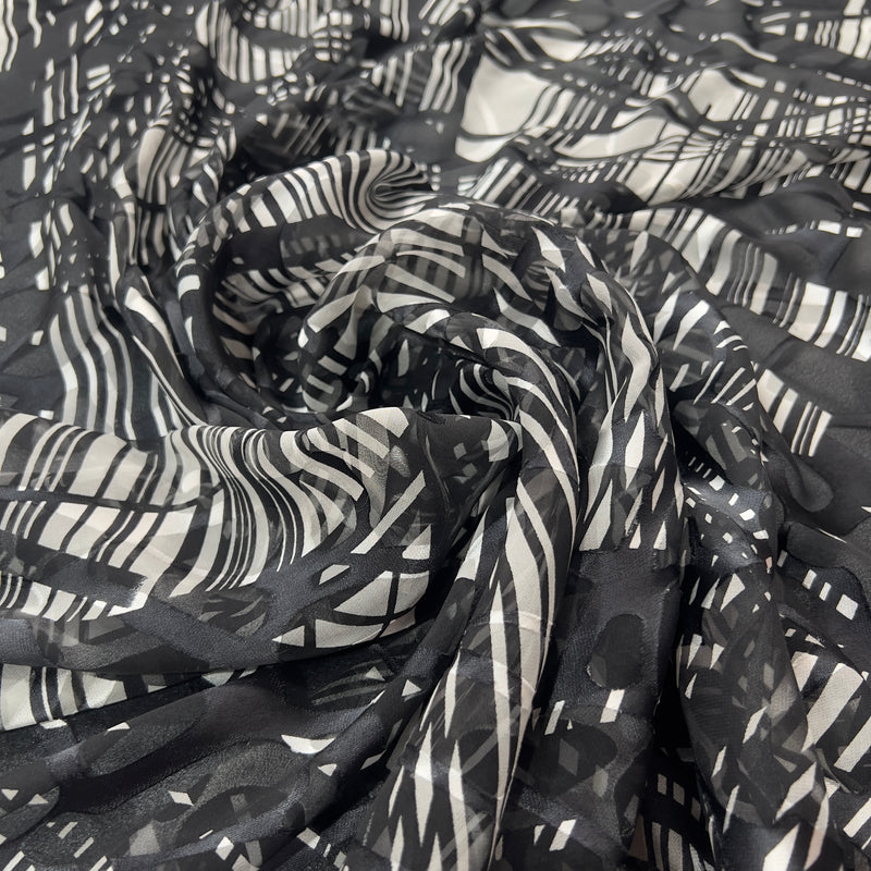 Seta Devoré astratto righe Diffusione Tessuti Seta Devoré astratto righe