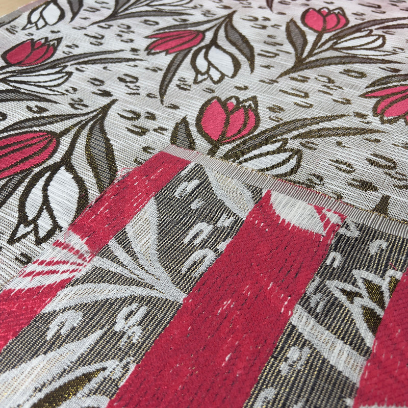 Broccato Laminato di Viscosa Seta Motivo tulipani Diffusione Tessuti Broccato Laminato di Viscosa Seta Motivo tulipani