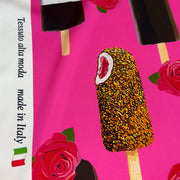 Rasetto Estivo Fantasia Gelato Base Rosa Diffusione Tessuti Rasetto Estivo Fantasia Gelato Base Rosa