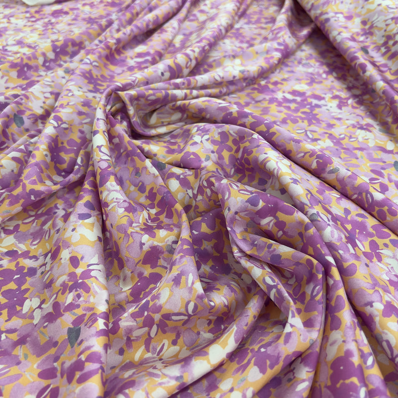 Rasetto Primavera Fiorente Toni Lilla Made in Italy Diffusione Tessuti Rasetto Primavera Fiorente Toni Lilla Made