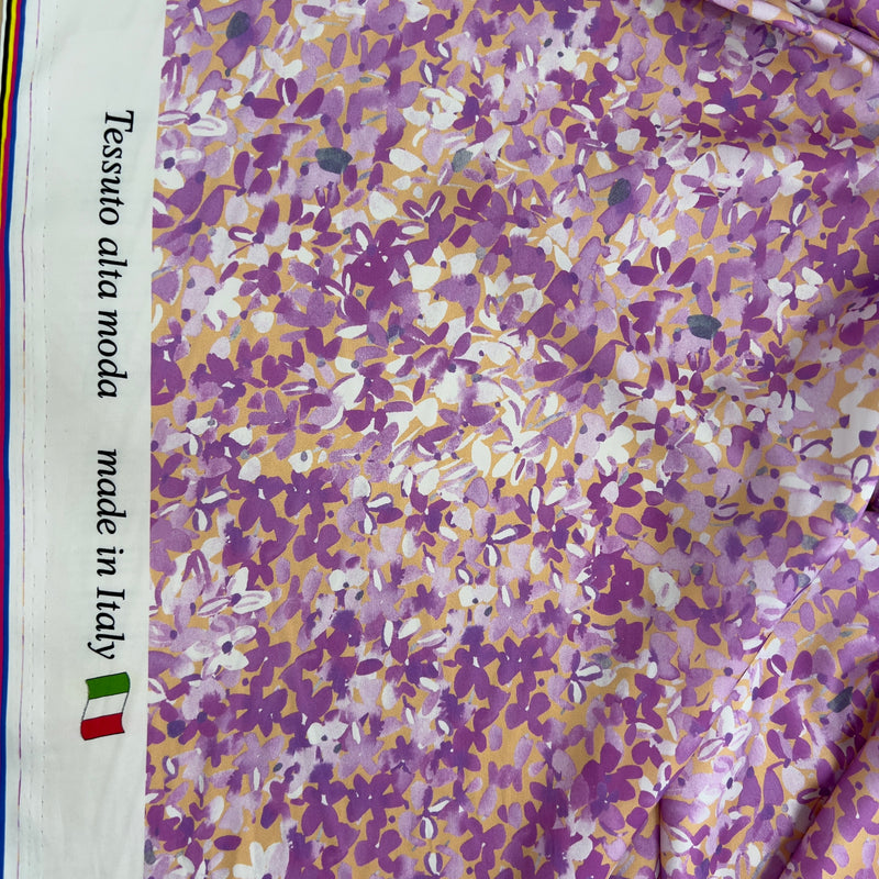 Rasetto Primavera Fiorente Toni Lilla Made in Italy Diffusione Tessuti Rasetto Primavera Fiorente Toni Lilla Made