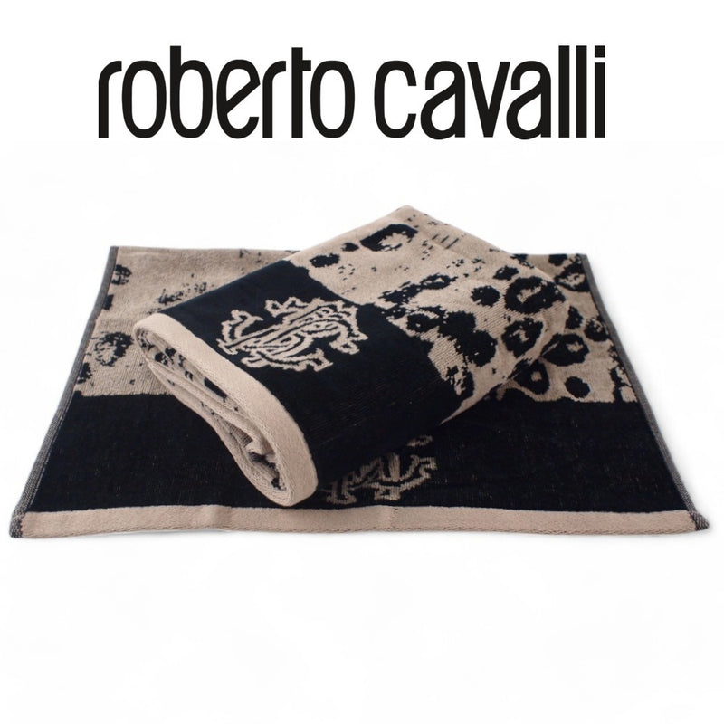 SET salviette 1+1 (media+ospite) Roberto Cavalli in spugna stampa GIAGUARO