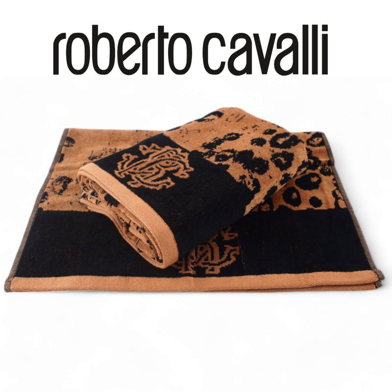SET salviette 1+1 (media+ospite) Roberto Cavalli in spugna stampa GIAGUARO