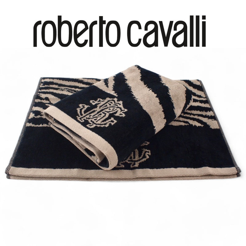 SET salviette 1+1 (media+ospite) Roberto Cavalli in spugna stampa ZEBRA