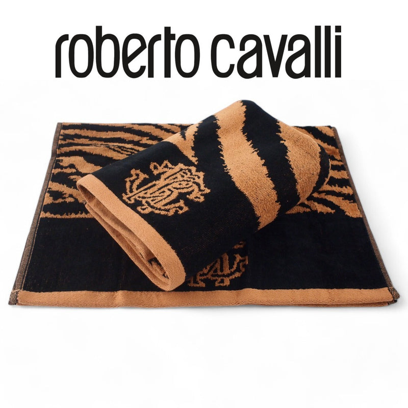 SET salviette 1+1 (media+ospite) Roberto Cavalli in spugna stampa ZEBRA
