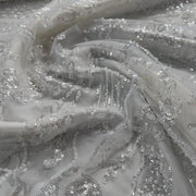 Pizzo Alta Moda perline e paillettes bianco ottico Diffusione Tessuti Pizzo Alta Moda perline