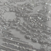 Pizzo Alta Moda perline e paillettes bianco ottico Diffusione Tessuti Pizzo Alta Moda perline