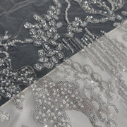 Pizzo Alta Moda perline e paillettes bianco ottico Diffusione Tessuti Pizzo Alta Moda perline