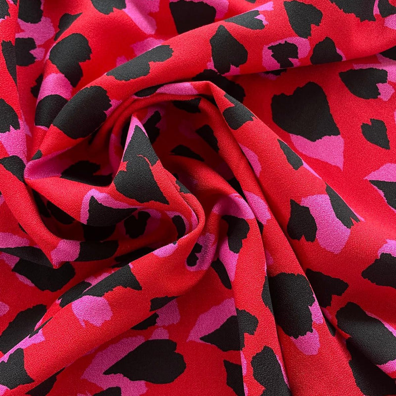 Crepe di Viscosa Stampa Cuori Diffusione Tessuti Crepe di Viscosa Stampa Cuori