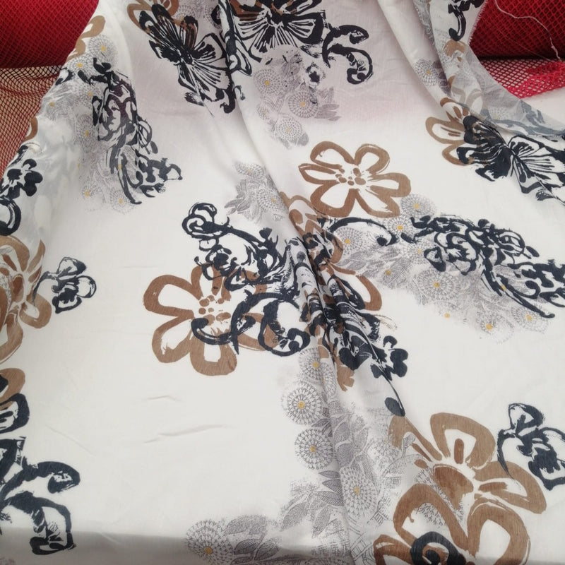 Viscosa Fantasia Floreale base bianca Diffusione Tessuti Viscosa Fantasia Floreale base bianca