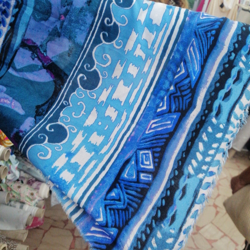 Tessuto Viscosa Fantasia Etno Blu Diffusione Tessuti Tessuto Viscosa Fantasia Etno Blu