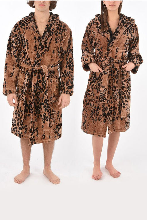 Accappatoio Roberto Cavalli in spugna stampa GIAGUARO con cappuccio - Diffusione Tessuti