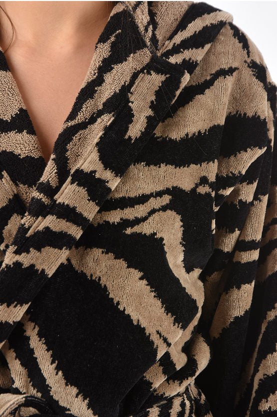 Accappatoio Roberto Cavalli in spugna stampa ZEBRA con cappuccio - Diffusione Tessuti