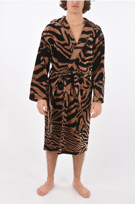 Accappatoio Roberto Cavalli in spugna stampa ZEBRA con cappuccio - Diffusione Tessuti