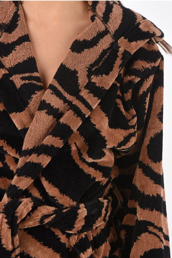 Accappatoio Roberto Cavalli in spugna stampa ZEBRA con cappuccio - Diffusione Tessuti