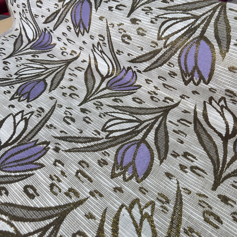 Broccato Laminato di Viscosa Seta Motivo tulipani - Diffusione Tessuti