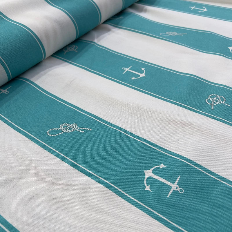 Cotone 100% a righe per tappezzeria con Motivi Nautici - Diffusione Tessuti