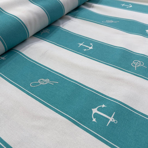 Cotone 100% a righe per tappezzeria con Motivi Nautici - Diffusione Tessuti