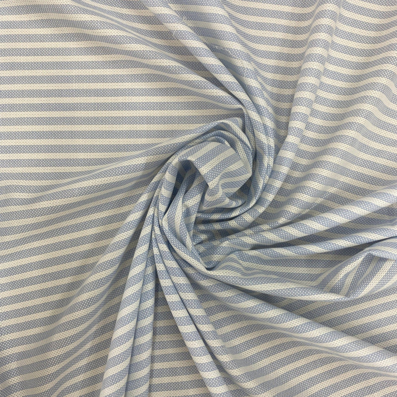 Cotone da camiceria comfort trama oxford righe bianco e celeste - Diffusione Tessuti