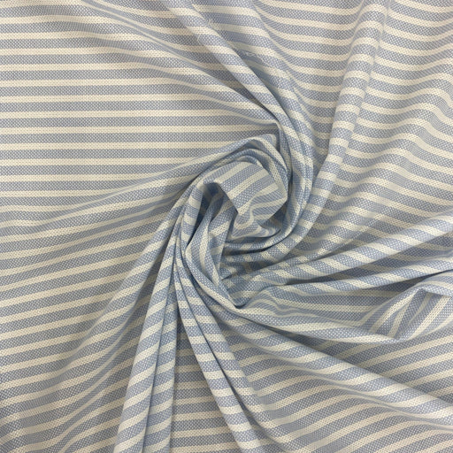 Cotone da camiceria comfort trama oxford righe bianco e celeste - Diffusione Tessuti