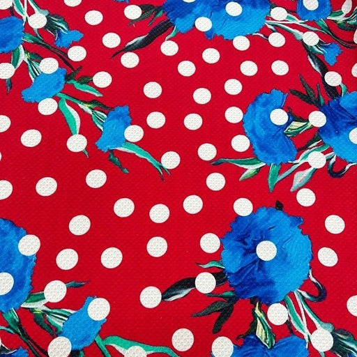 Cotone piquet 100% cotone fiori e pois - Diffusione Tessuti