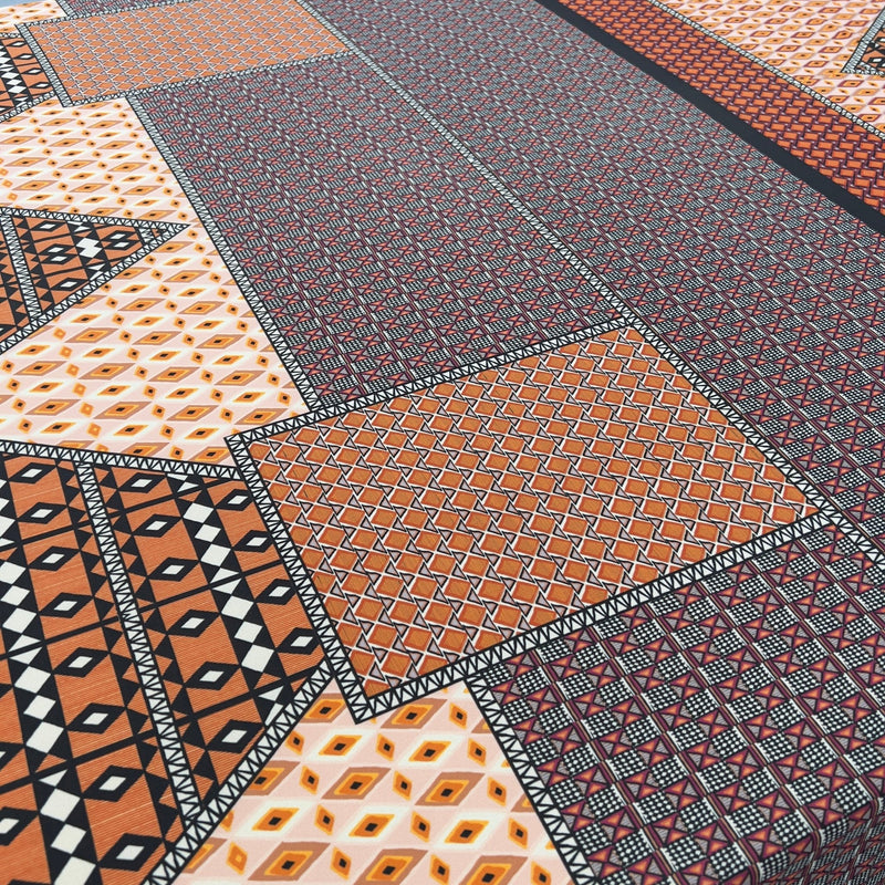 Crepe di Poliestere Stampa Etnica geometrica - Diffusione Tessuti