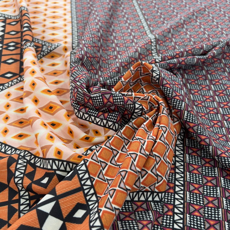 Crepe di Poliestere Stampa Etnica geometrica - Diffusione Tessuti