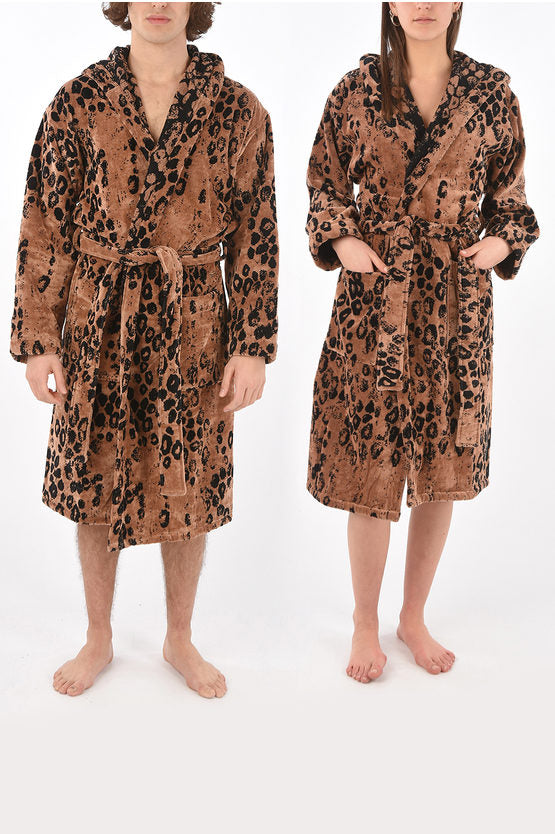 Accappatoio Roberto Cavalli in spugna stampa GIAGUARO con cappuccio