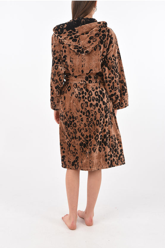 Accappatoio Roberto Cavalli in spugna stampa GIAGUARO con cappuccio