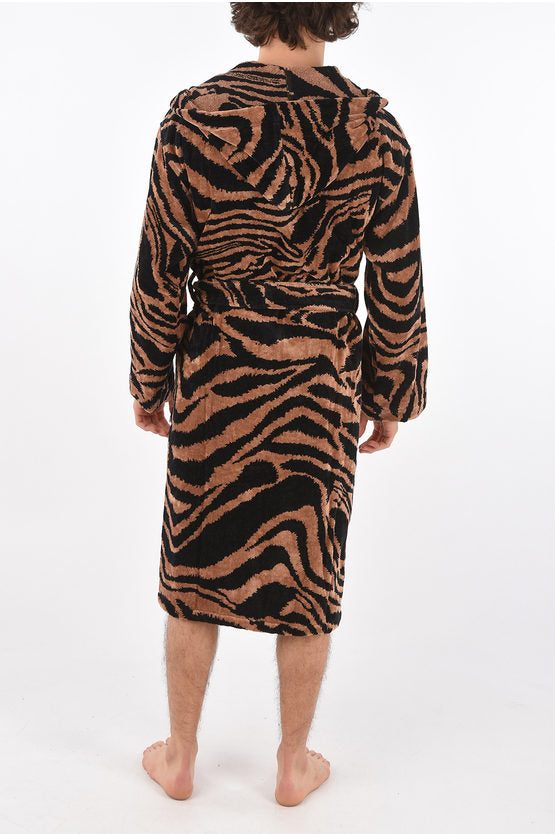 Accappatoio Roberto Cavalli in spugna stampa ZEBRA con cappuccio