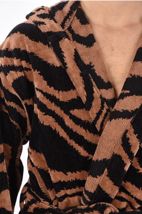 Accappatoio Roberto Cavalli in spugna stampa ZEBRA con cappuccio