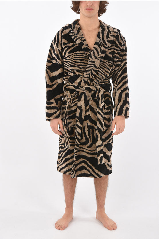 Accappatoio Roberto Cavalli in spugna stampa ZEBRA con cappuccio