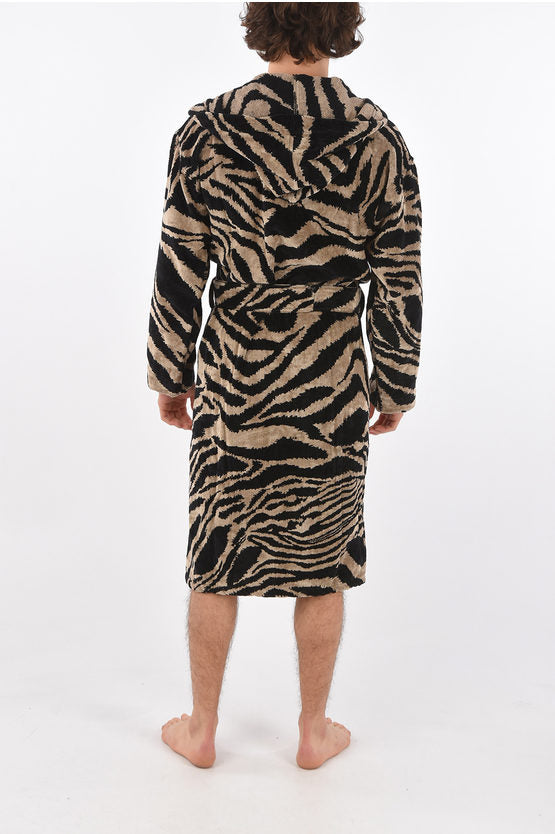 Accappatoio Roberto Cavalli in spugna stampa ZEBRA con cappuccio