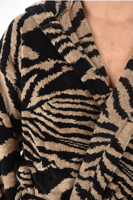 Accappatoio Roberto Cavalli in spugna stampa ZEBRA con cappuccio