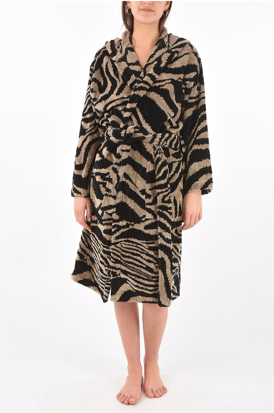 Accappatoio Roberto Cavalli in spugna stampa ZEBRA con cappuccio