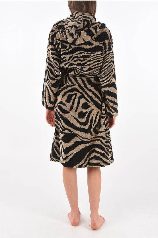 Accappatoio Roberto Cavalli in spugna stampa ZEBRA con cappuccio