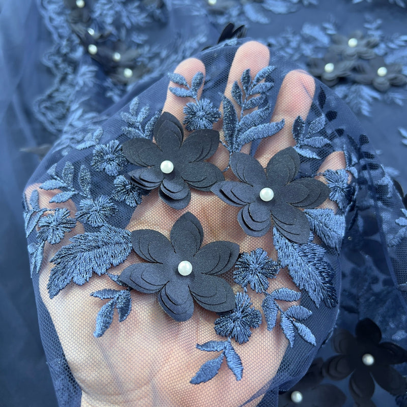 Pizzo Alta Moda Fiori e Perline - Diffusione Tessuti