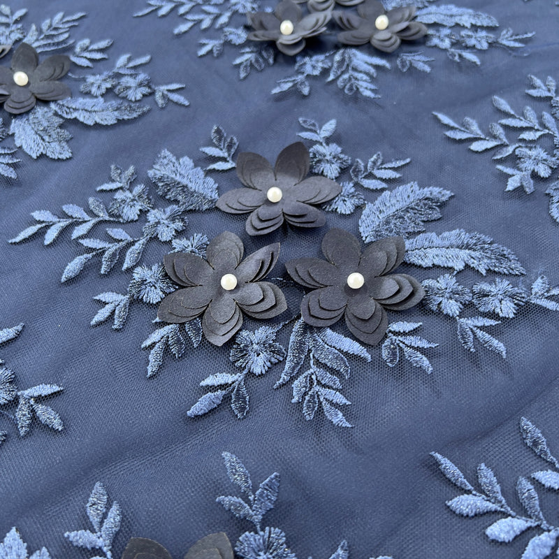 Pizzo Alta Moda Fiori e Perline Diffusione Tessuti Pizzo Alta Moda Fiori