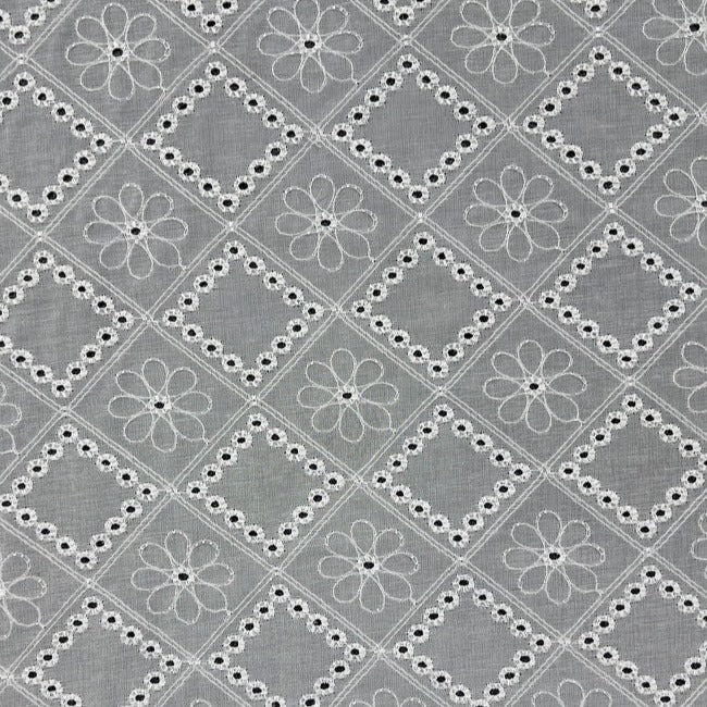 Pizzo Sangallo bianco rombo e fiore - Diffusione Tessuti