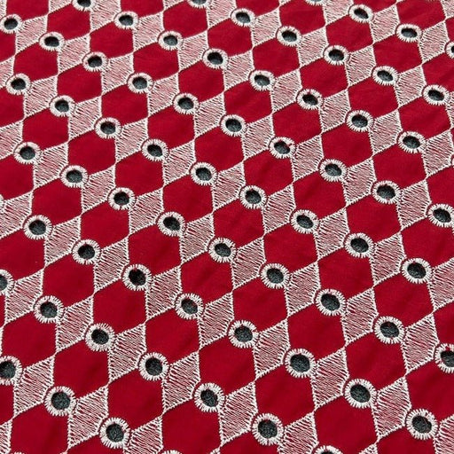 Pizzo Sangallo Rosso con Occhielli e Cimose Smerlate - Diffusione Tessuti